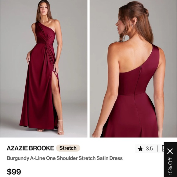 Azazie | Dresses | Azazie Brooke Burgundy One Shoulder Dress Custom Size